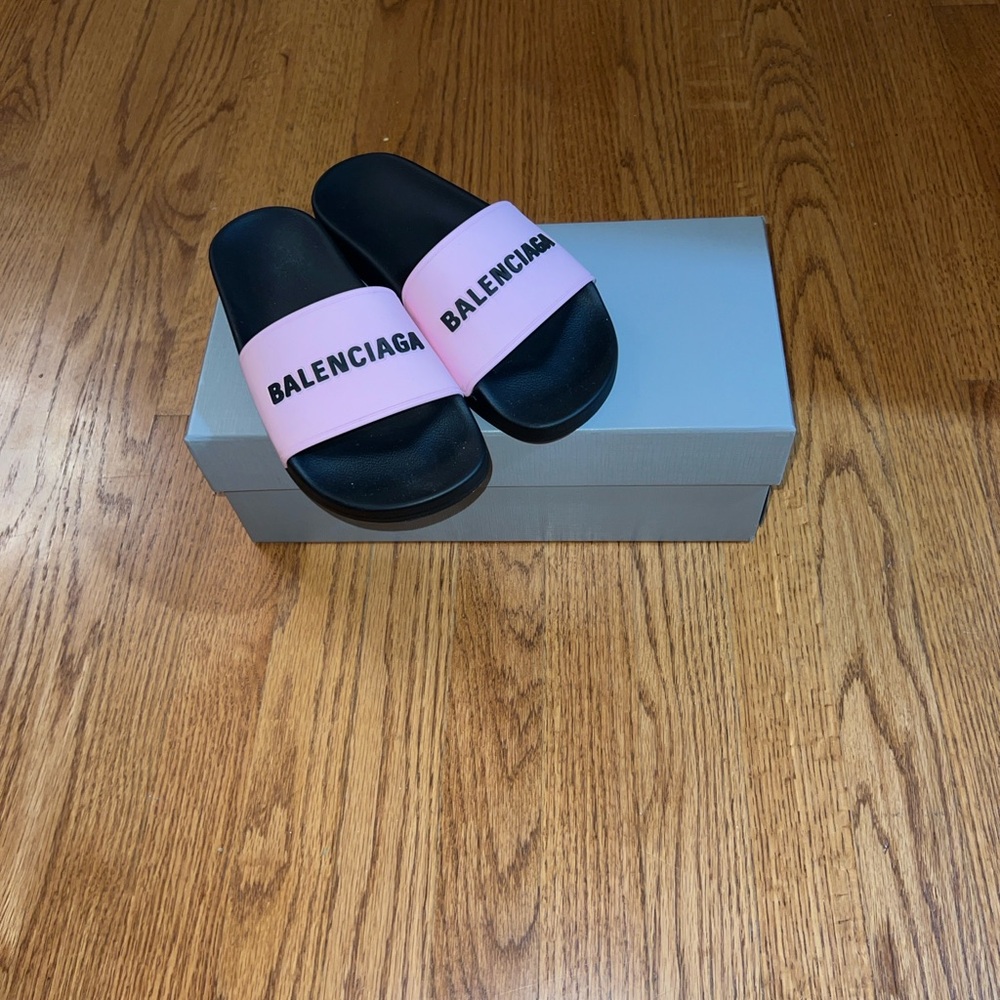 Balenciaga Pink and Black Slides